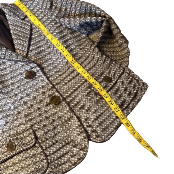 Talbots Women Cream Brown Herringbone Tweed 2 Button Blazer Sz 10P Lined Wool - Picture 10 of 12